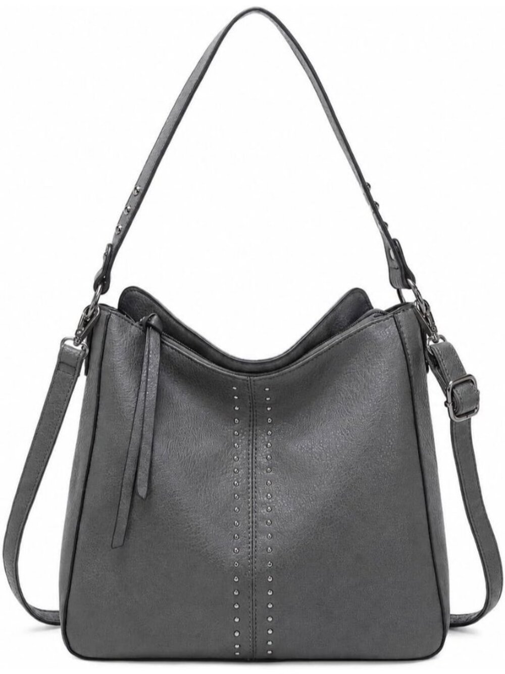 Women's Grey Leather West Hobo Crossbody Leather Purse Ladies Shoulder Bag
